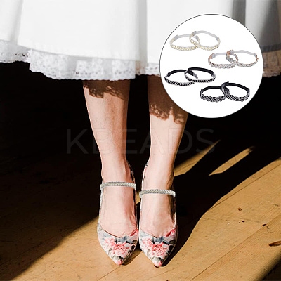 4 Sets 4 Style Glittered Braided Rhinestone Anti-Loose Shoelace for High-heeled Shoes AJEW-GO0001-06-1