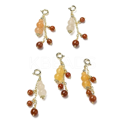 Natural Jade Gourd Pendant Decorations KK-H445-15G-1