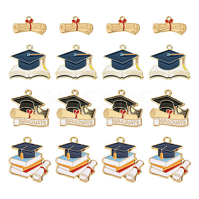 16Pcs 4 Styles Graduation Season Alloy Enamel Pendants FIND-TA0005-01-1