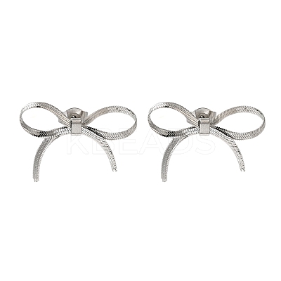 Non-Tarnish 304 Stainless Steel Bowknot Stud Earrings EJEW-H007-04P-1