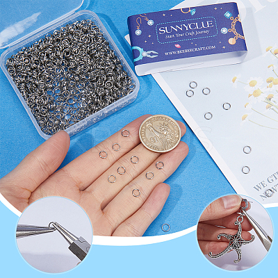 1000Pcs 304 Stainless Steel Split Rings STAS-SC0008-17-1