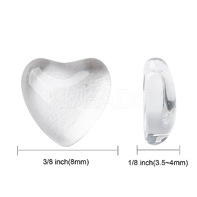 Transparent Glass Heart Cabochons GGLA-R021-8mm-1