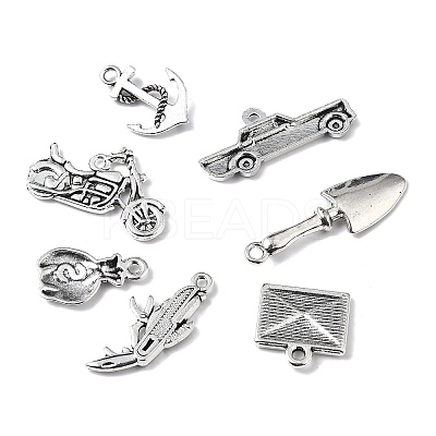 60Pcs 10 Styles Tibetan Style Alloy Pendants FIND-FP0001-22-1