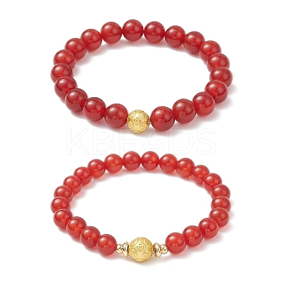 Natural Carnelian Stretch Bracelets for Couple BJEW-JB12177-1