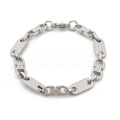 304 Stainless Steel Oval Link Chain Bracelets for Women Men BJEW-F488-57P-1