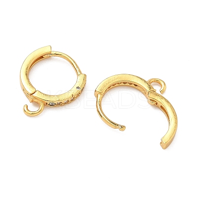 Brass Micro Pave Clear Cubic Zirconia Hoop Earring Findings KK-H532-14A-G-1