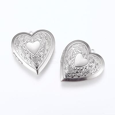 Tarnish Resistant 201 Stainless Steel Locket Pendants STAS-G146-03P-1