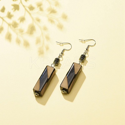 Acrylic Cuboid Dangle Earrings with Synthetic Hematite EJEW-JE04974-1