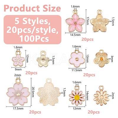 100Pcs 5 Styles Alloy Enamel Charms ENAM-HS0001-03-1