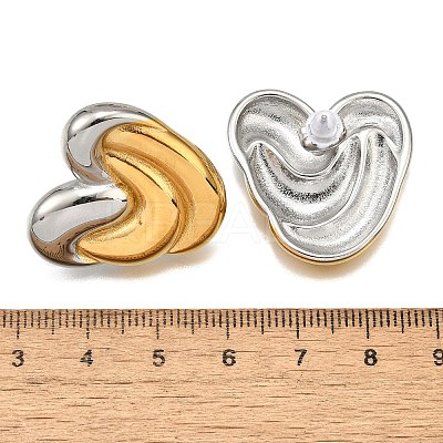 304 Stainless Steel Two-tone Stud Earrings for Women EJEW-R023-01GP-01-1