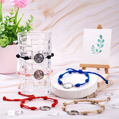10Pcs 5 Colors DIY Blank Dome Braided Nylon Threads Adjustable Link Bracelet Makings Kits AJEW-TA00026-1