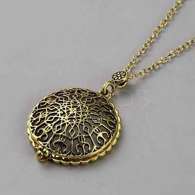 Tibetan Style Alloy Hollow Lucky Tree Magnifier Pendant Necklaces for Women NJEW-WH0001-24-1