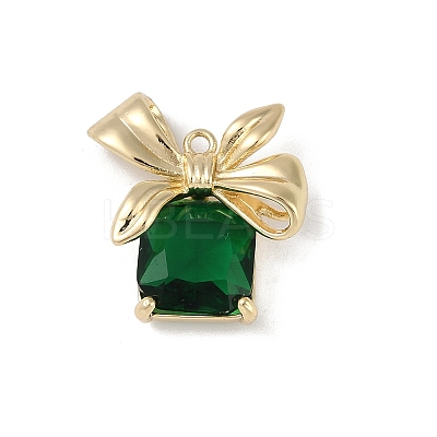 Christmas Theme Brass Rhinestone Pendants KK-Z065-09G-02-1