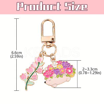 Flower Alloy Enamel Pendant Decoration HJEW-YW00050-01-1