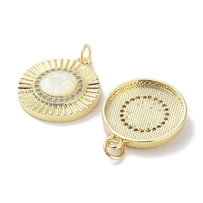 Brass Micro Pave Clear Cubic Zirconia Pendants KK-L213-041G-01-1