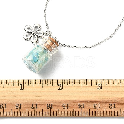 Flower Alloy Pendant Necklace NJEW-FZ00021-1