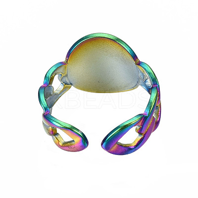 Textured Flat Round Cuff Rings RJEW-N038-015-1
