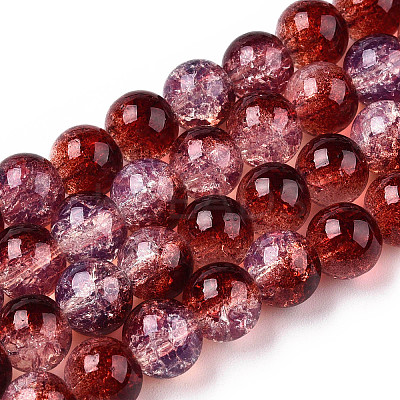 Transparent Crackle Baking Paint Glass Beads X1-DGLA-T003-01B-07-1