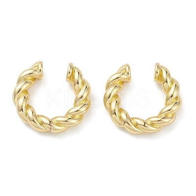 Twist Ring Rack Plating Brass Cuff Earrings for Women Men EJEW-K245-10G-1