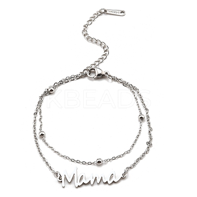 Non-Tarnish Mother's Day 304 Stainless Steel Ma Ma Multi-Strand Link Chains Bracelets for Women BJEW-Q335-01B-P-1