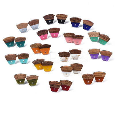 Resin & Walnut Wood Stud Earring Findings MAK-N032-028A-1