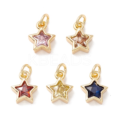 Brass Cubic Zirconia Charms FIND-Z005-02-1