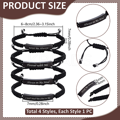 4Pcs 4 Styles Stainless Steel Urn Ashes Link Bracelets BJEW-UN0002-04-1