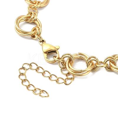 304 Stainless Steel Rings Link Chain Bracelet BJEW-TA00334-01-1