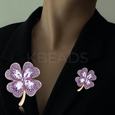 Cubic Zirconia Clover Brooch Pin JBR105D-1