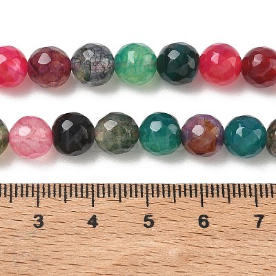 Dyed Natural Agate Faceted Round Beads Strands G-E320E-8mm-16-1