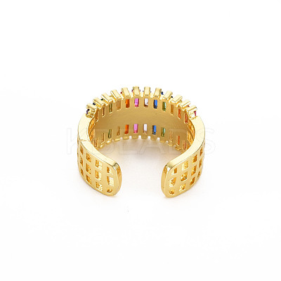 Brass Micro Pave Cubic Zirconia Cuff Rings for Women RJEW-T016-37G-01-1