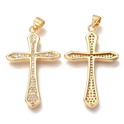 Brass Micro Pave Clear Cubic Zirconia Pendants ZIRC-O038-08G-1
