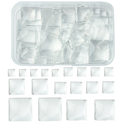 48Pcs 6 Styles Transparent Square Glass Cabochons GGLA-FS0001-06-1