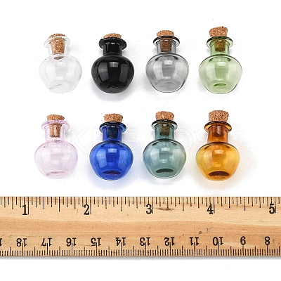 8Pcs 8 Colors Round Glass Cork Bottles Ornament BOTT-FS0001-04-1