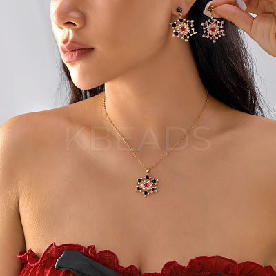 Alloy Rhinestone Snowflake Pendant Necklace & Stud Earrings Set for Women FS-WGDD9A4-01-1