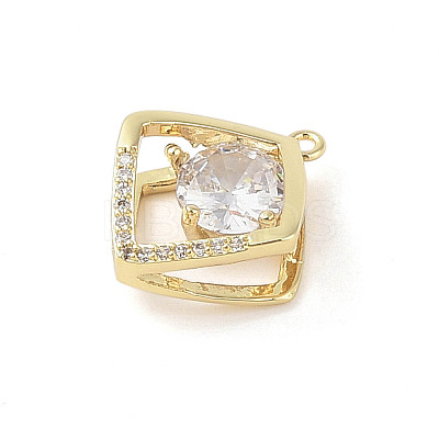 Brass Micro Pave Clear Cubic Zirconia Pendants KK-L214-03G-1