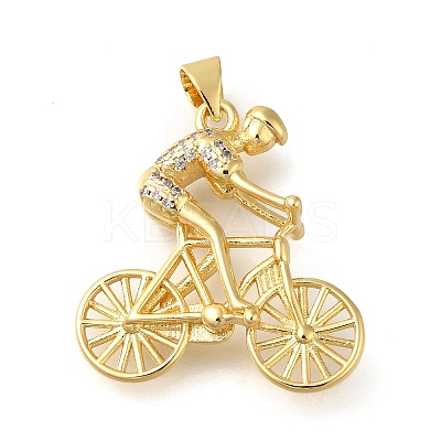 Rack Plating Brass with Cubic Zirconia Pendants KK-Z086-29G-02-1