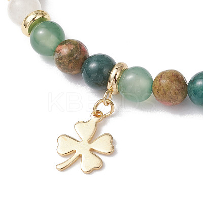 304 Stainless Steel Clover Charm Bracelets BJEW-JB12606-02-1