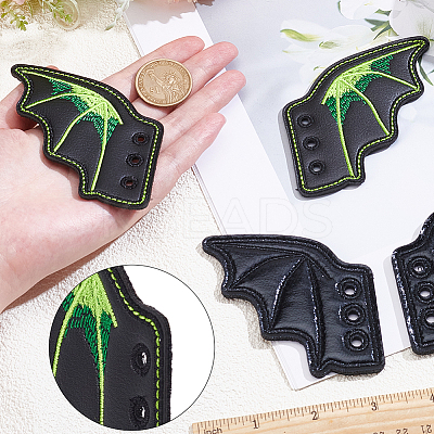 2 Pairs 2 Styles Halloween Imitation Leather Shoe Buckle for DIY Shoe Accessory AJEW-GF0011-82A-1