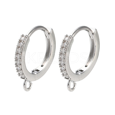 Rack Plating Brass Clear Cubic Zirconia Earring Findings KK-S405-04P-1