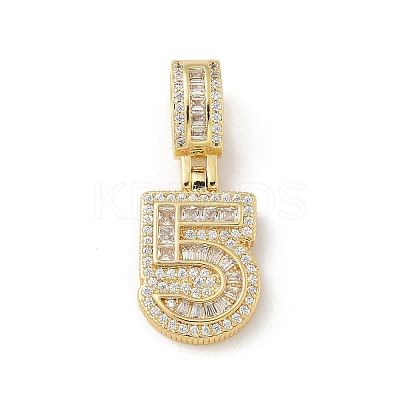 Brass Clear Cubic Zirconia European Dangle Charms KK-R003-01G-05-1