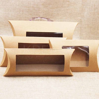Kraft Paper Pillow Candy Box CON-WH0070-97B-02-1