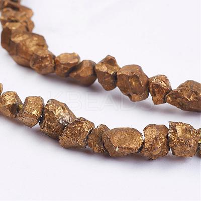 Electroplated Natural Pyrite Bead Strands G-G673-03B-1