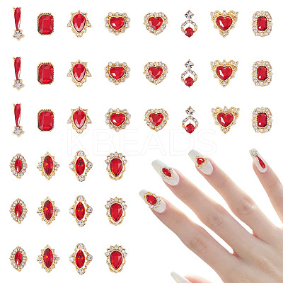 48Pcs 12 Styles Alloy Rhinestone Cabochons MRMJ-TA0001-45B-1