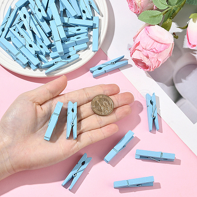 50Pcs DIY Wood Photo Paper Craft Clips AJEW-SP0003-43B-1