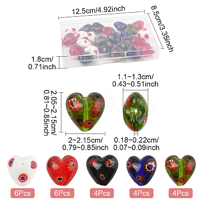 24Pcs 5 Colors Handmade Millefiori Glass Beads LAMP-FS0001-36-1