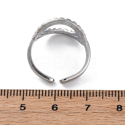 Oval 304 Stainless Steel Open Cuff Rings for Women RJEW-F174-05P-1