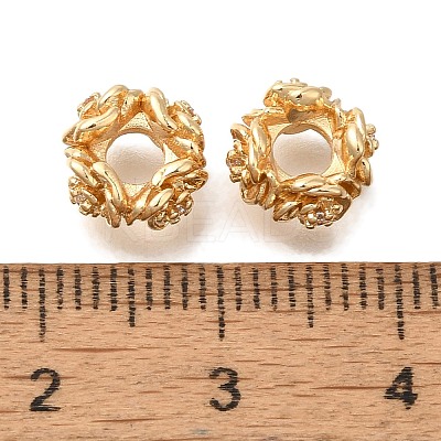 Brass Micro Pave Cubic Zirconia Beads KK-Q001-18G-1