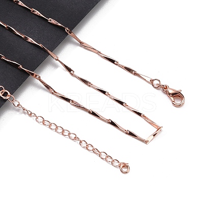 Brassl Twisted Bar Link Chain Necklaces for Men Women NJEW-G160-15RG-1
