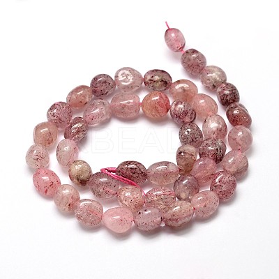 Natural Strawberry Quartz Gemstone Nuggets Bead Strands G-J336-27-1